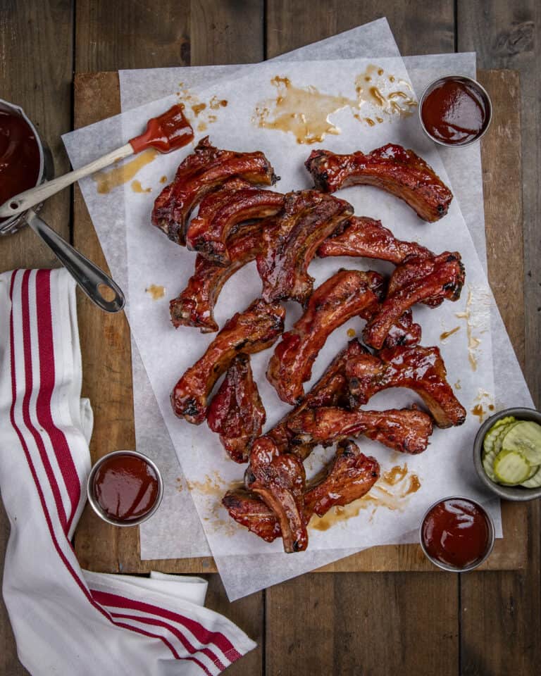 Smoked BBQ ribs fresh off the smoker